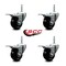 Service Caster 3 Inch Soft Rubber Swivel 58 Inch Threaded Stem Caster Set with Total Lock Brake SCC-TSTTL20S314-SRS-58212-4 - alternate 4